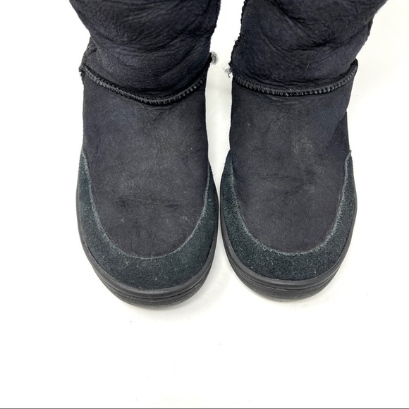 Ugg Aussie Land Black Leather Mid Shaft Cozy Sheep Skin Boots - Picture 5 of 8